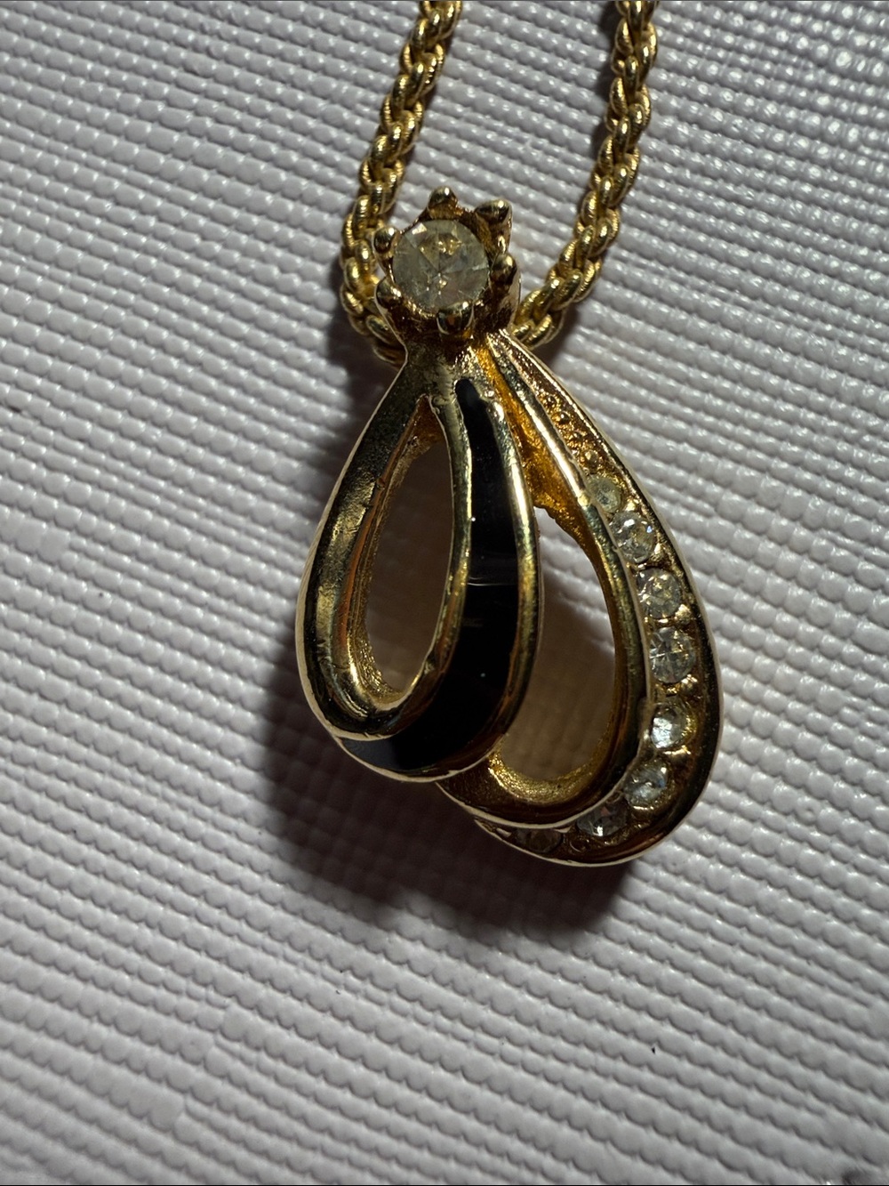 Dior Gold Teardrop Crystal Pendant Necklace